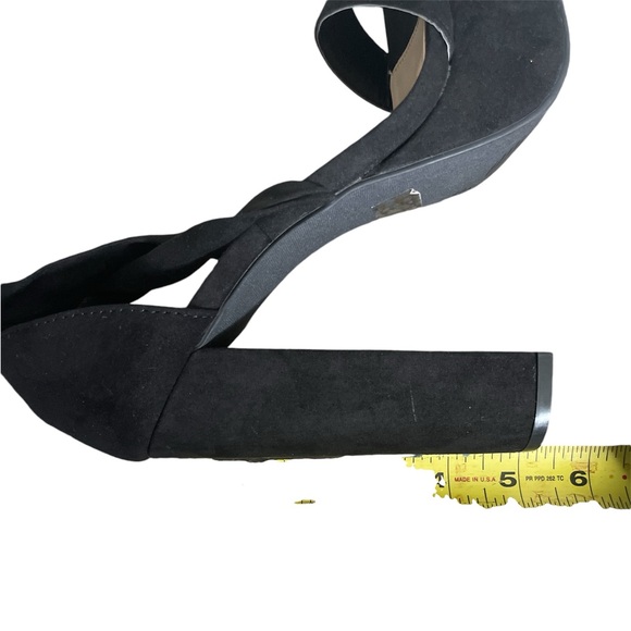 Platforms. Faux suede with wrap around straps. Never worn. - Picture 7 of 8